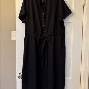 Lands End Black Button-Down Dress